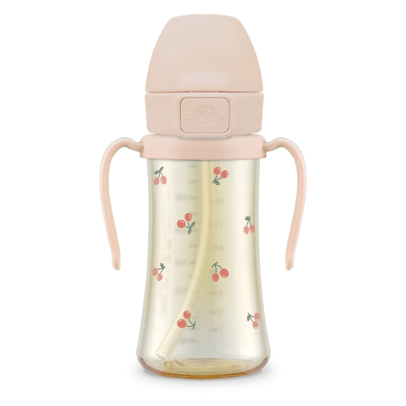 PPSU szívószálas itatópoharak — Cherrish, 300 ml · súlyozott szívószállal